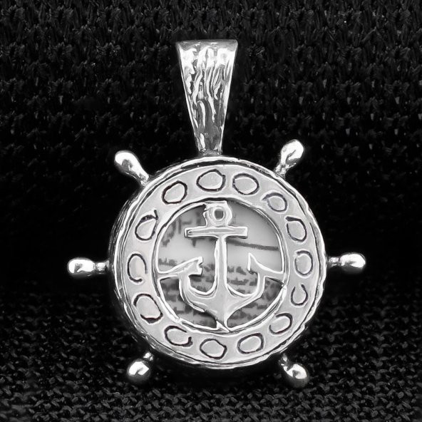 Çapa Dümen Tasarımlı Cevşeni Kebir Dua Yazılı 925 Ayar Gümüş Kolye Ucu - Resim 2