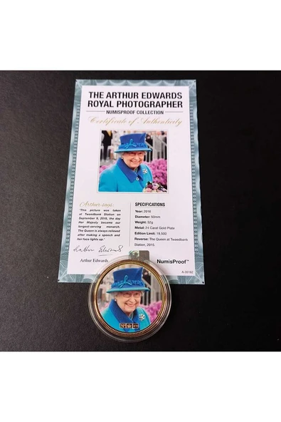 39963681b2f3eb7f6c Numis Proof 2016 Kraliçe Elizabeth 24Ayar AltınKaplama Sertifikalı 52gram A-35182 - Resim 6