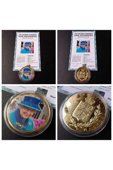 39963681b2f3eb7f6c Numis Proof 2016 Kraliçe Elizabeth 24Ayar AltınKaplama Sertifikalı 52gram A-35182 ürün görseli 1