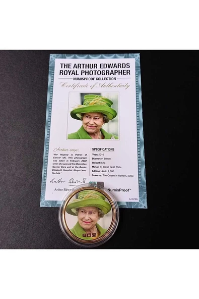 39963681b2ed44c72d Numis Proof 2016 Kraliçe Elizabeth 24Ayar AltınKaplama Sertifikalı 52gram A-35185 - Resim 6
