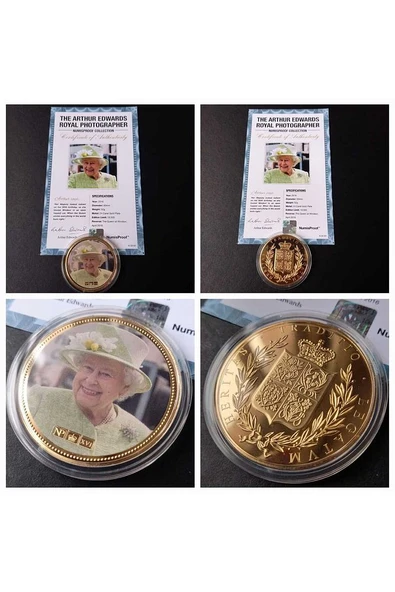 39963681b2f90d39bd Numis Proof 2016 Kraliçe Elizabeth 24Ayar AltınKaplama Sertifikalı 52gram A-35181 ürün görseli 1