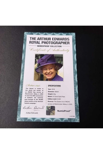 39963681b2bec24fb3 Numis Proof 2016 Kraliçe Elizabeth 24Ayar AltınKaplama Sertifikalı 52gram A-35188 - Resim 7