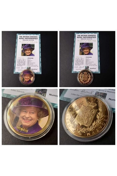 39963681b2bec24fb3 Numis Proof 2016 Kraliçe Elizabeth 24Ayar AltınKaplama Sertifikalı 52gram A-35188 - Resim 3