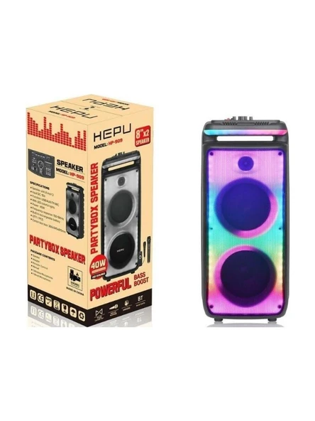 HEPU HP-909 2X8'' 30CM KABLOSUZ 1 EL MİKROFON ŞARJLI MÜZİK KUTUSU & MEVLÜT ANFİSİ