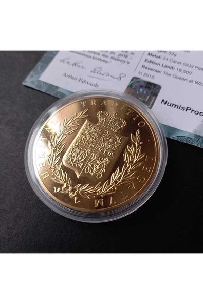 39963681b2fefb9fba Numis Proof 2016 Kraliçe Elizabeth 24Ayar AltınKaplama Sertifikalı 52gram A-35193 ürün görseli 1