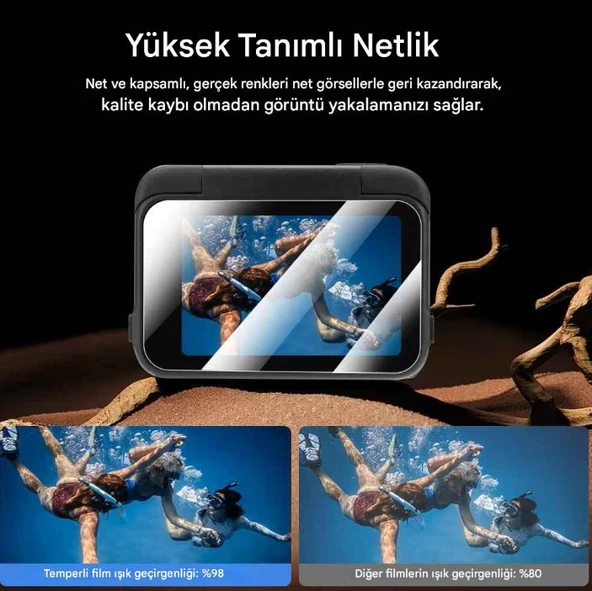Insta360 Ace Pro/Ace Pro 2 Aksiyon Kamera Uyumlu Ekran koruyucu Nano Jelatin Seti - 6