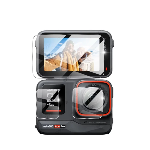Insta360 Ace Pro/Ace Pro 2 Aksiyon Kamera Uyumlu Ekran koruyucu Nano Jelatin Seti