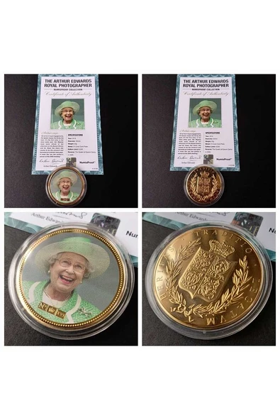 39963681b2d414176c Numis Proof 2016 Kraliçe Elizabeth 24Ayar AltınKaplama Sertifikalı 52gram A-35186