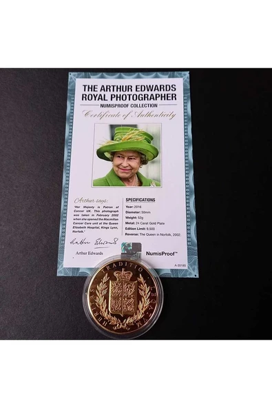 39963681b2ed44c72d Numis Proof 2016 Kraliçe Elizabeth 24Ayar AltınKaplama Sertifikalı 52gram A-35185 - Resim 5