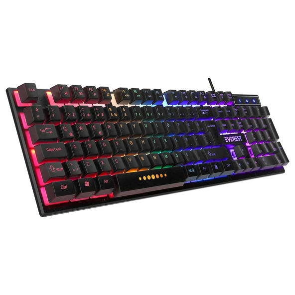 EVEREST KB-24 Siyah Rainbow Q Membrane Oyuncu Klavyesi