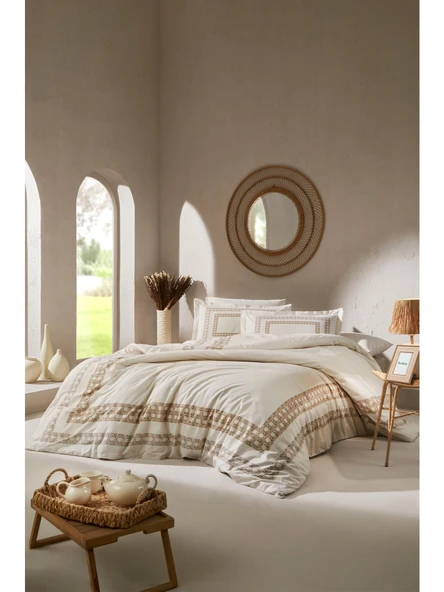 Özdilek Özel Gün Çift Kişilik Nevresim Takımı (Fotoğraf Çerçevesi Hediyeli)-Aurea Bej - 3