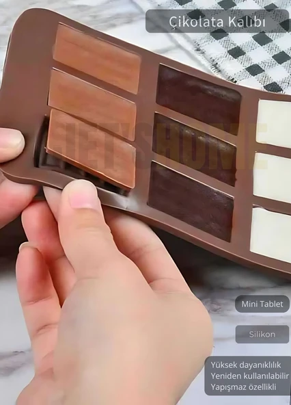 Çikolata Kalıbı 12 Gözlü Mini Tablet Yapışmaz Gıda Temasına Uygun Silikon Gıda Kalıp 21x11 cm