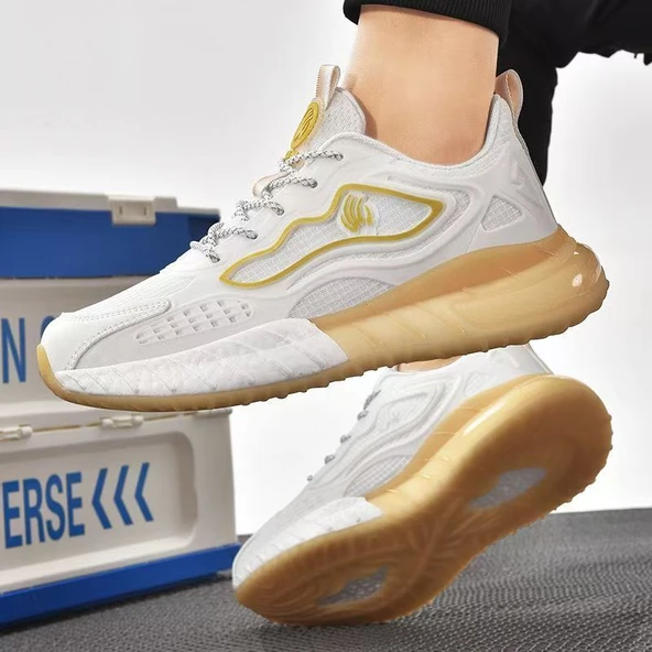Unisex Spor Ayakkabı (Beyaz - Altın)