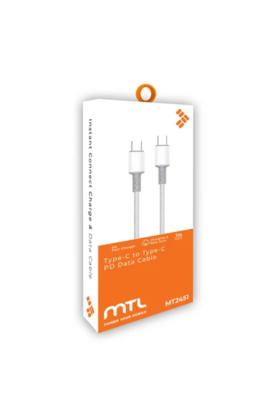MTL  Type-C to Type-C Hasır Hızlı Şarj ve Data Aktarım Kablosu 1 Metre 60W MT2451