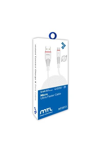 MTL  Usb To Micro Silikon Hızlı Şarj Ve Data Aktarım Kablosu 1 Metre 3.4 Amper Mt2013