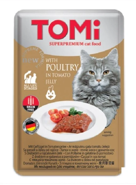 Tomi Pate Kümes Hayvanlı ve Domatesli Yetişkin Kedi Konservesi 100gr
