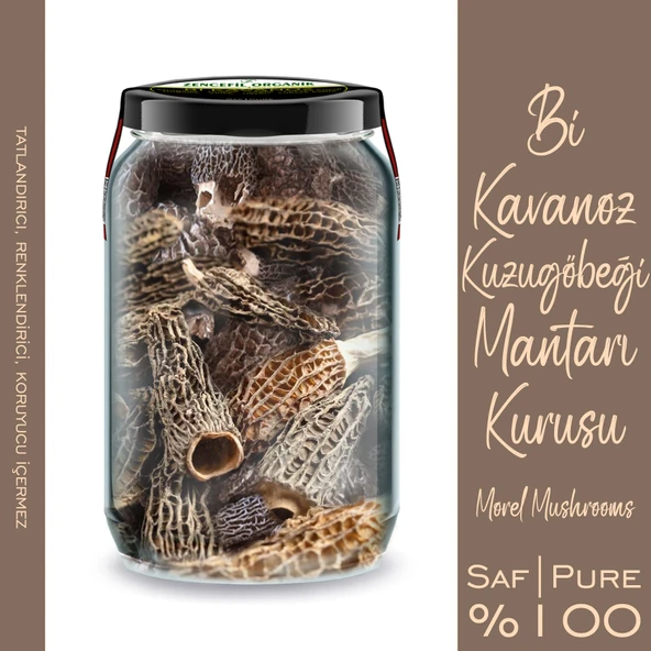 Kuzugöbeği Mantarı Kurusu Bi Kavanoz 660 cc. Cam Kavanozda Morel Mushrooms Kuzu Göbeği Mantarı Morchella - 2
