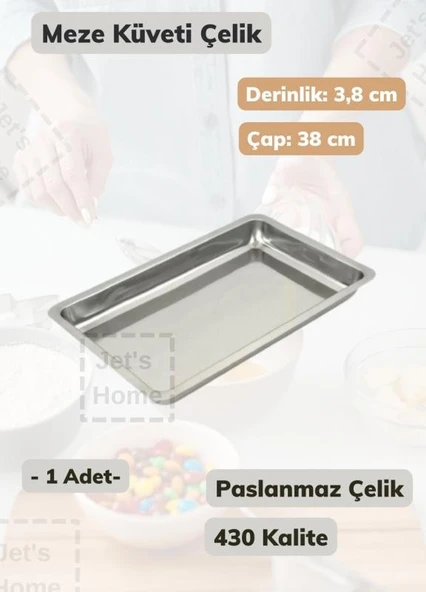 Çelik Meze Küveti 38 cm Paslanmaz Çelik Tabak