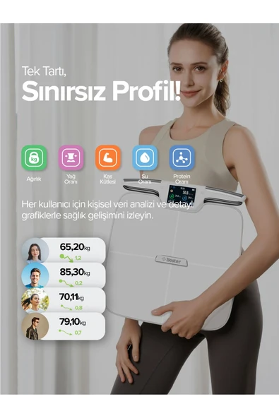 Bester BS9250 8 Elektrotlu Akıllı Tartı ITO Kaplamalı Segmental Analiz, 3.5 TFT Ekran - Resim 6