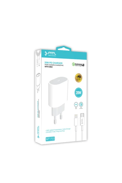 MTL  20w Iphone Lightning Pd Type-c Girişli Şarj Seti Mt703