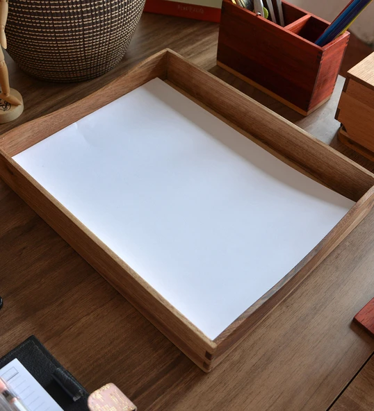 Woodsaka Dergi ve Evrak Kutusu - Ceviz & Huş Ağacı Kontraplak Taban - 34cm x 28cm x 5cm - 3