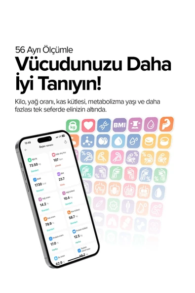 Bester BS9250 8 Elektrotlu Akıllı Tartı ITO Kaplamalı Segmental Analiz, 3.5 TFT Ekran - Resim 3