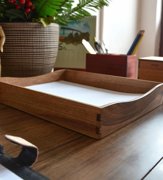 Woodsaka Dergi ve Evrak Kutusu - Ceviz & Huş Ağacı Kontraplak Taban - 34cm x 28cm x 5cm - 2