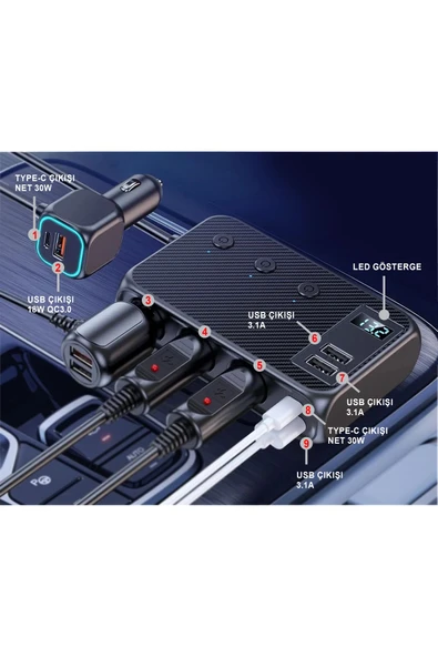 MTL  Araç Çakmaklık Çoğaltıcı USB Type-C Şarj Aleti MT9875 - 3