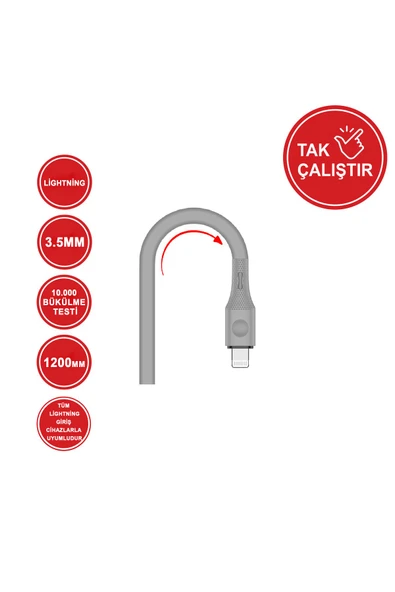 MTL  iPhone Lightning Uyumlu Tak Çalıştır 3.5 mm Aux Kablo MT2810 - 3