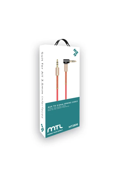 MTL  3.5 mm Yaylı Aux Kablo Kırmızı MT2806