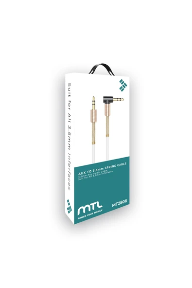 MTL  3.5 mm Yaylı Aux Kablo Beyaz MT2806