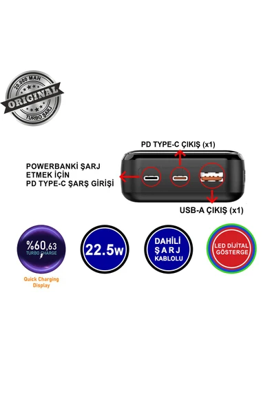MTL  20.000 mAh 22,5W Kablolu Powerbank MT4320 - 3