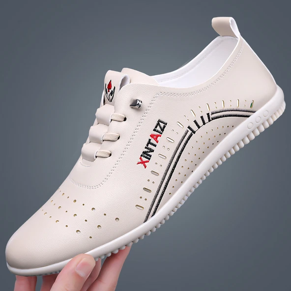 Erkek Deri Sandalet (Bej) - Resim 2