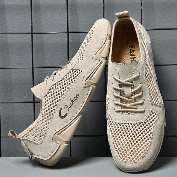 Erkek Yazlık Deri Günlük Ayakkabı (Siyah) - Resim 6