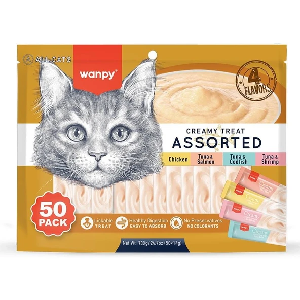 Wanpy Krema Kedi Ödül Maması 14gr x 50 Ad (Karma Paket)