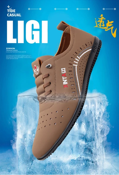 Erkek Deri Sandalet (Bej) - Resim 10