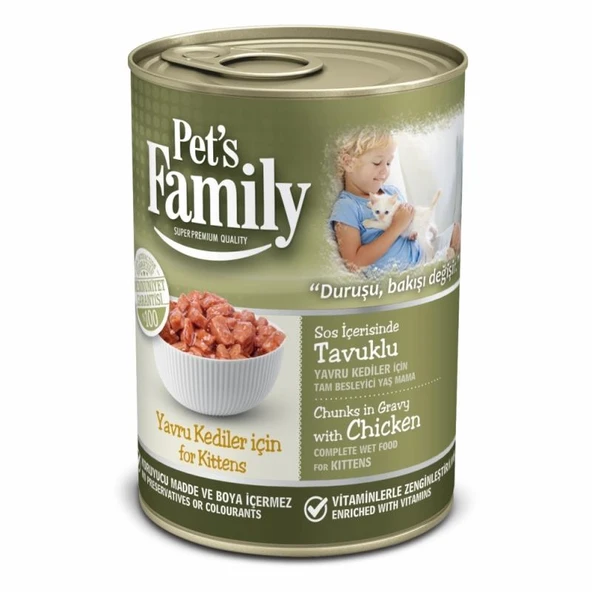 Pets Family Yavru Kediler İçin Tavuklu Konserve Yaş Mama 400 gr