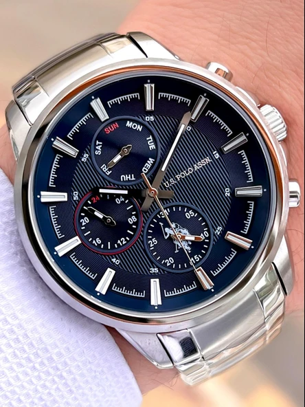 U.S.Polo Assn Çelik Kordon İç Fonksiyonları Aktif 5 Atm Suya Dayanıklı Erkek Kol Saati USPA.FS1016.05