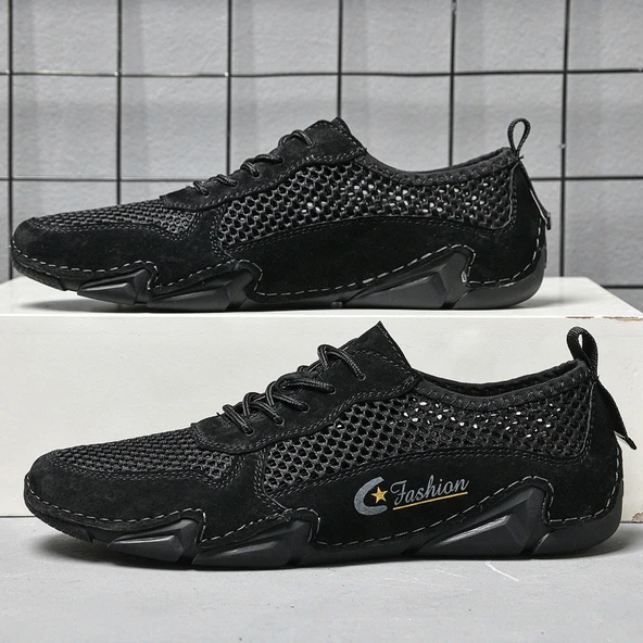 Erkek Yazlık Deri Günlük Ayakkabı (Siyah) - Resim 5