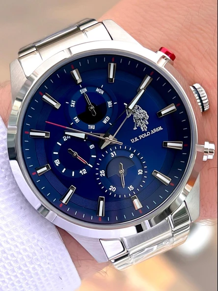U.S.Polo Assn Çelik Kordon İç Fonksiyonları Aktif 5 Atm Suya Dayanıklı Erkek Kol Saati USPA.FS1014.01