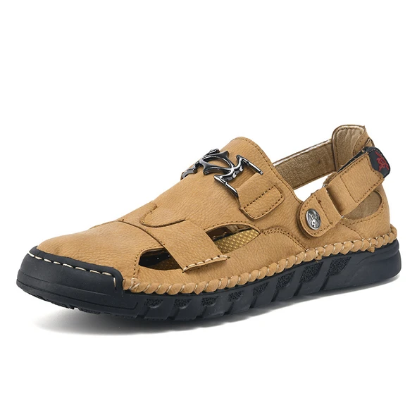 Erkek Yazlık Deri Sandalet (Sarı)