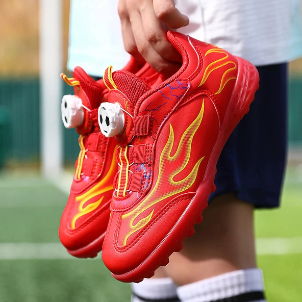 Unisex Çocuk Krampon Futbol Ayakkabısı (Kırmızı-2)