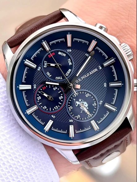 U.S.Polo Assn Deri Kordon İç Fonksiyonları Aktif 5 Atm Suya Dayanıklı Erkek Kol Saati USPA.FS1016.02
