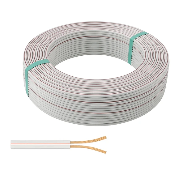 0.75 mm İki Damar 100m Bakır Kablo %100 Bakır,Dayanıklı Ve Esnek Kablo