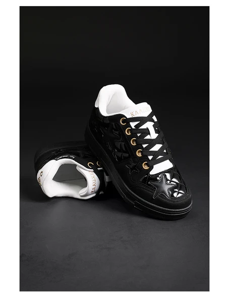 Unisex Yıldız Desenli Spor Ayakkabı (Siyah Ayna) - 10