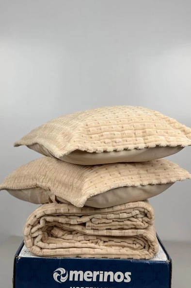 Merinos Twist Çift Kişilik Battaniye Seti Cappucino - 2
