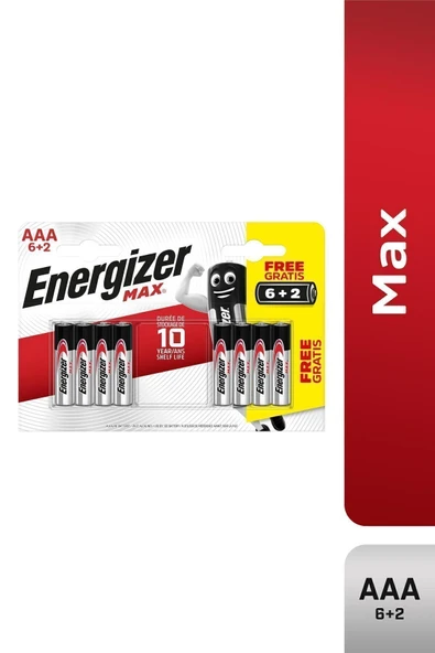 ENERGİZER Alkalin Max Aaa Ince Kalem Pil 6+2