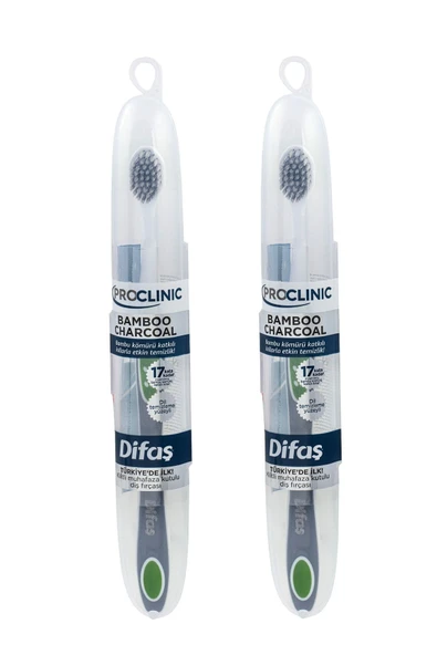 DİFAŞ Pro Clinic Bamboo Charcoal Diş Fırçası - Muhafaza Kutulu (2 Adet)