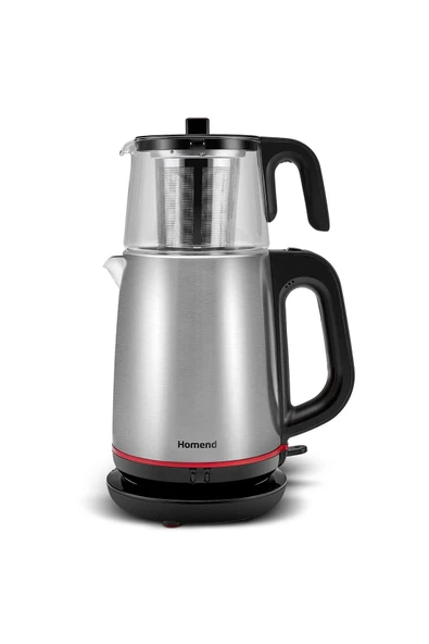 Homend Royaltea 1750H Cam Demlikli Inox Siyah Çay Makinesi