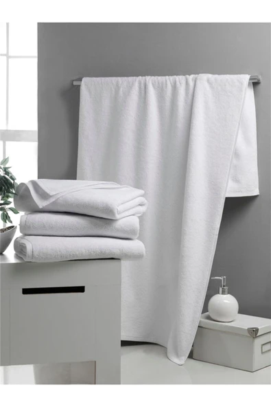 FAME HOME %100 Pamuklu 630 Gram Beyaz Büyük Havlu 90*150 Cm Otel Havlusu